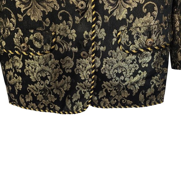 Evan-Picone Womens Luxury Brocade Blazer Jacket Gold & Black Size 10 - Picture 7 of 12